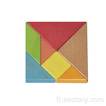 Puzzle de Tangram en bois coloré Puzzle de casse-tête en bois